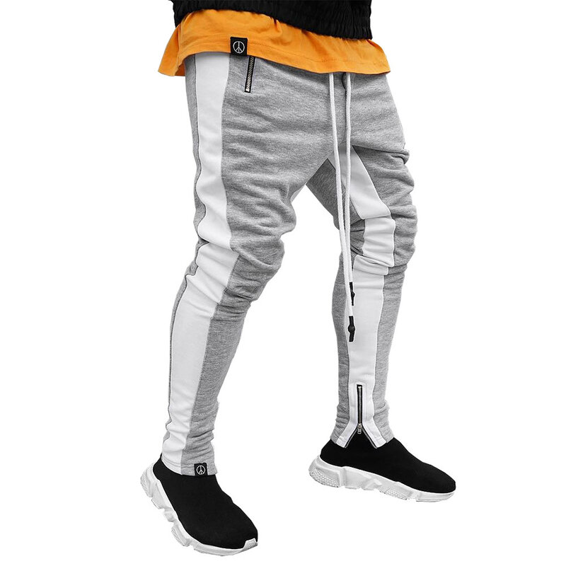 Fashion New Tide Casual Zipper Sports Trousers Men's Small Feet Long Pants Elasticity Men Pencil Pants Stacked Sweatpants