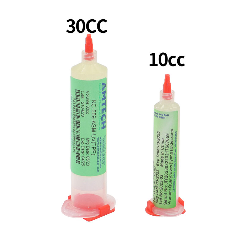 AMTECH-pasta de soldadura Original, NC-559-ASM-UV de flujo de aceite para reparación de chips PCB con empujador, 10cc