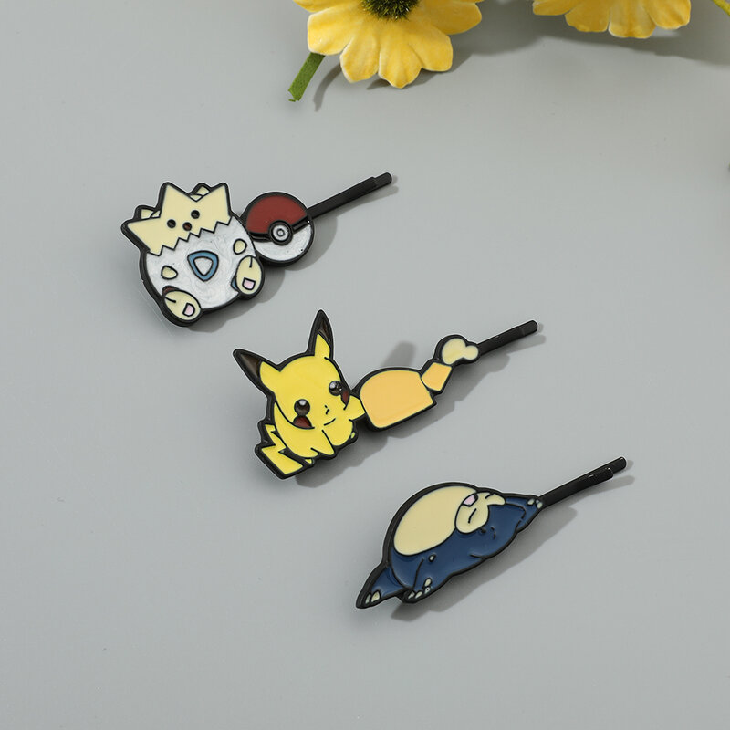 Anime Pokemon Pikachu Togepi Snorlax Inspired Hair Clip Metal Hair Claw Hairpin Jewelry Hair Accessories for Girl Barrettes