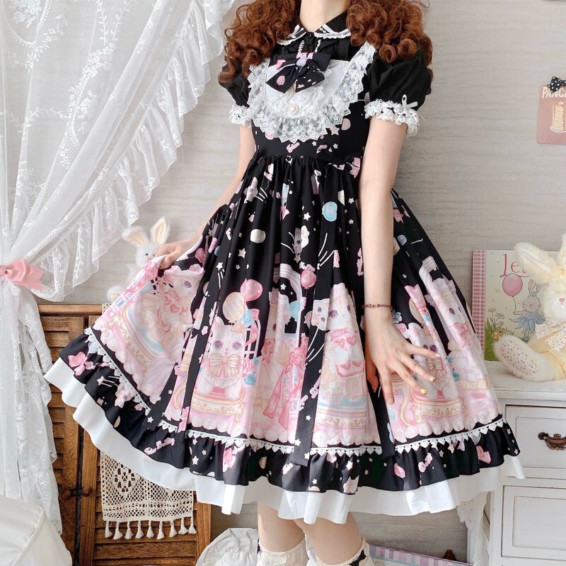 S-4XL JSK Lolita Dress Japanese soft girl Kawaii sweet senza maniche Cute print jsk reggicalze Girly Baby Doll abiti abbigliamento