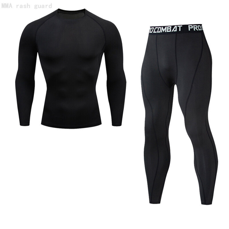 Compression Underwear Sports Men's Winter Warm Base Layer Second Skin Thermal Long Johns Track suit Men Sportswear Black jogging