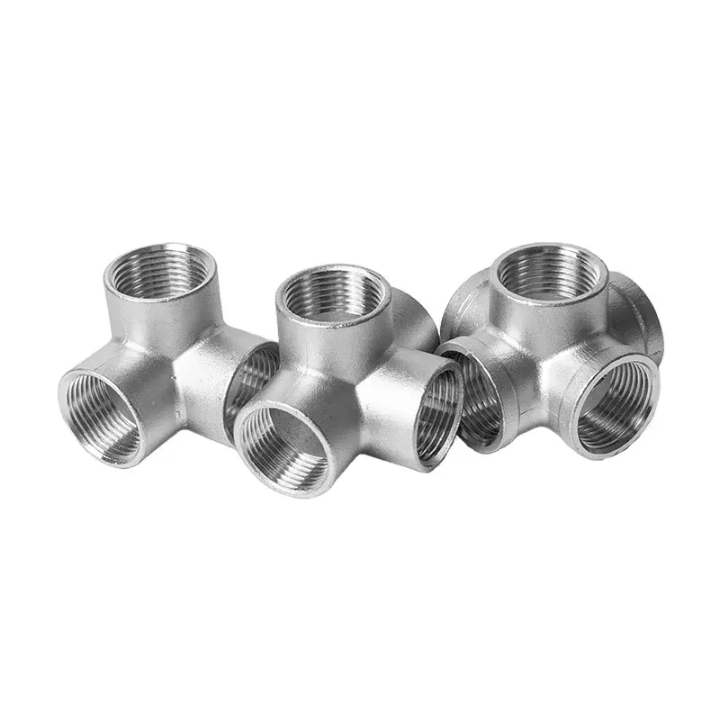 Fitting pipa stainless steel 304, tiga dimensi tiga cara, empat cara, lima cara, fitting pipa air, rak, sudut kanan jo