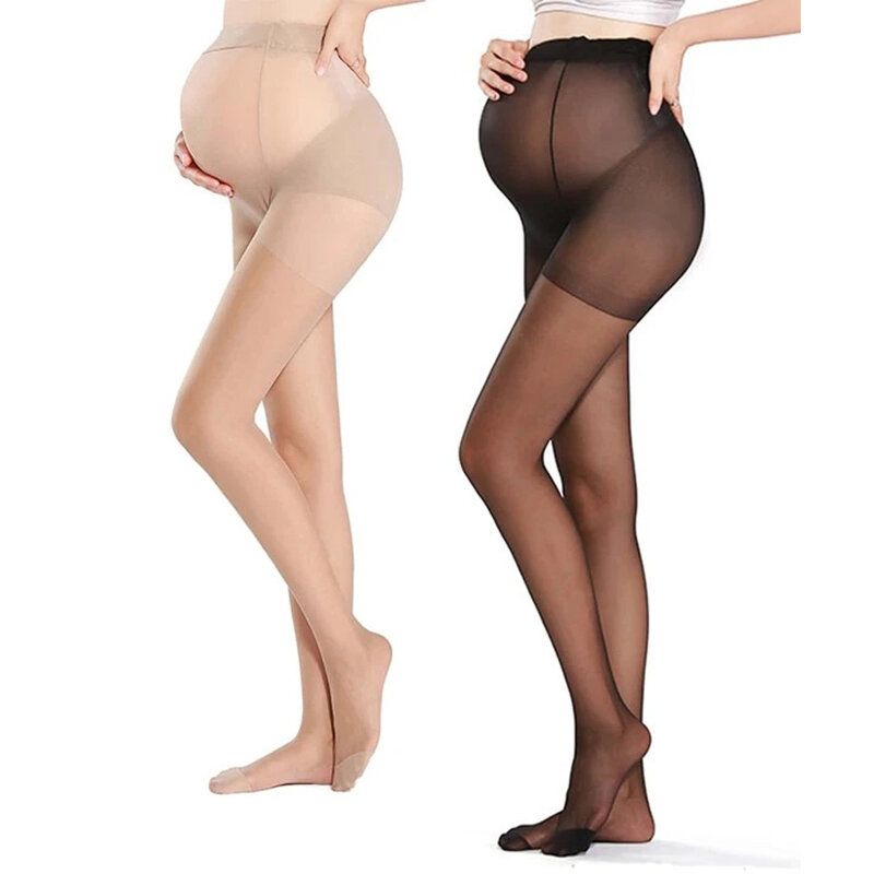 Pantimedias de maternidad transparentes para mujer, medias de 12 deniers, cintura Extra grande, alta calidad, 2 pares, nuevo