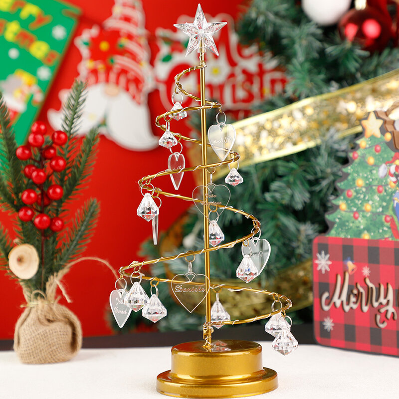 Decoración de adornos para árbol navideño con nombres de familia personalizados