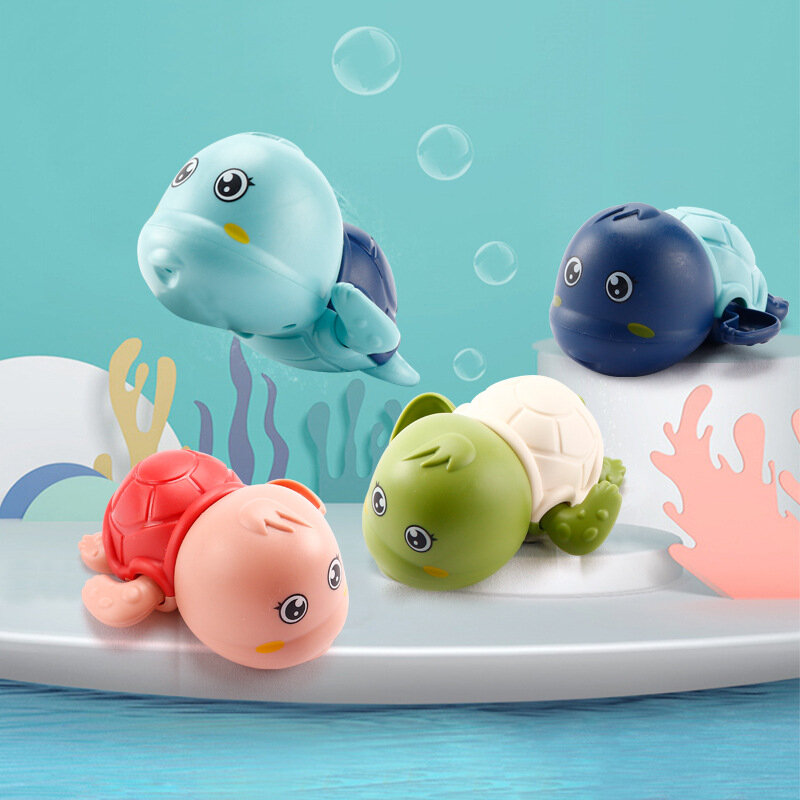 1 pz simpatico cartone animato animale tartaruga classico giocattolo dell'acqua per bambini infantile nuotata tartaruga avvolto catena orologio da bagno per bambini giocattoli da bagno in spiaggia