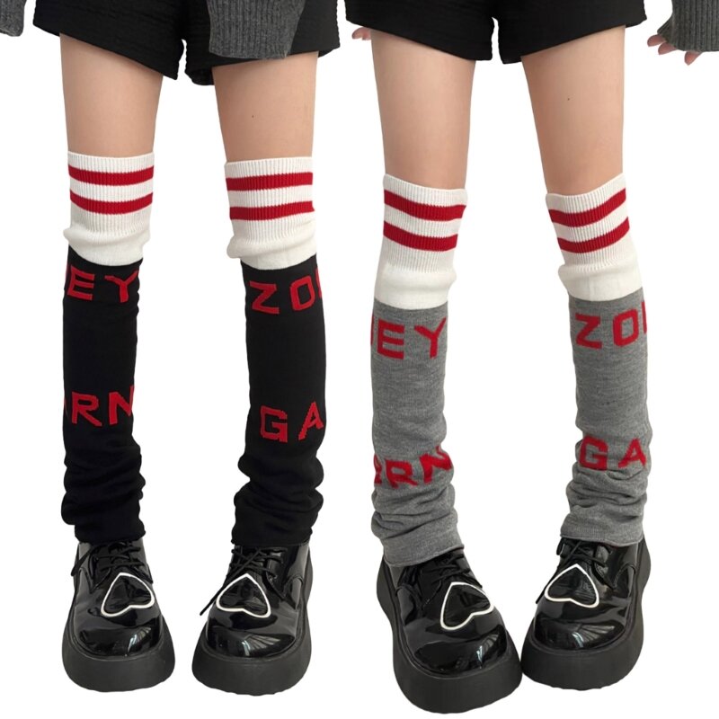 Гетры для женщин в стиле Лолита, гетры, вязаные длинные носки с надписью, теплые носки, оптовая продажа