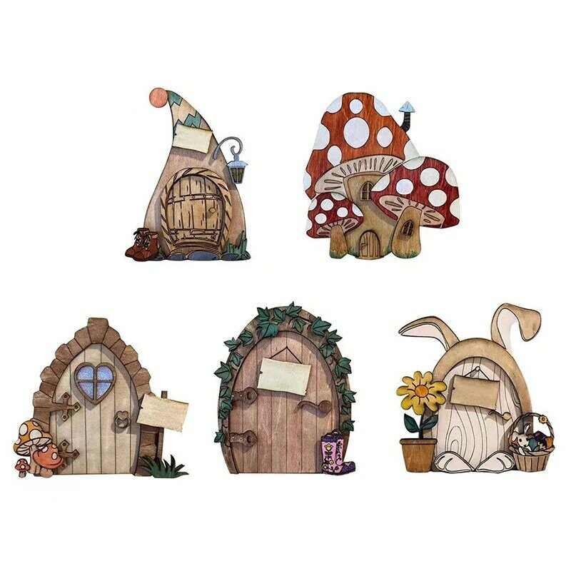 Dollhouse Mini Home Decorações, Madeira Fairy Elf Porta, Tale Gate, Artesanato Ornamentos, Jardim e Pátio Decoração