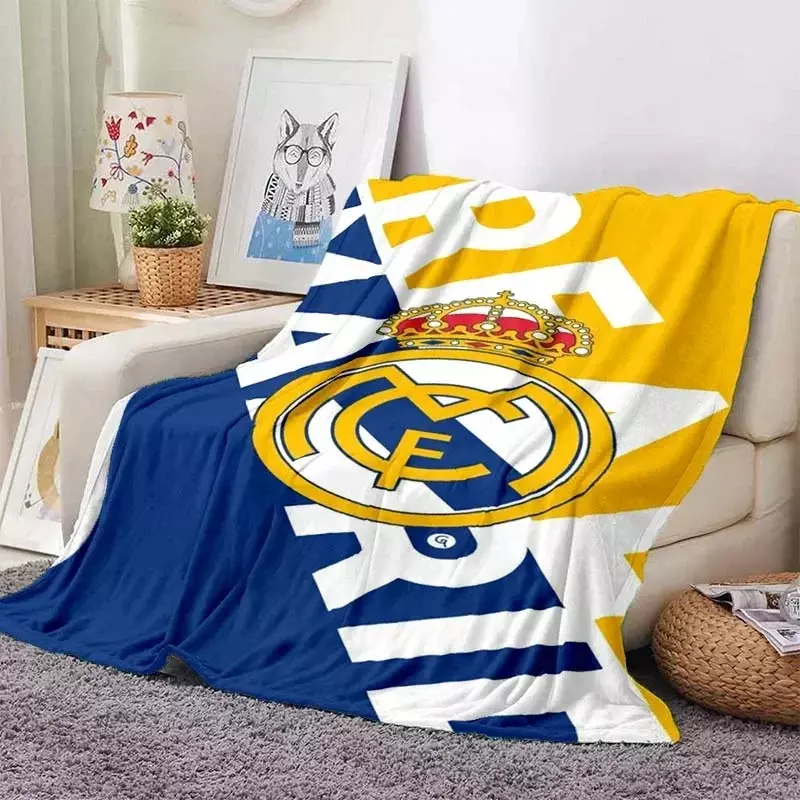 بطانية مطبوعة من R-Real Madrids ، بطانية أساسية للكبار ، فلانيل ، رمي ، غرفة معيشة ، نزهو ، هدية للأطفال