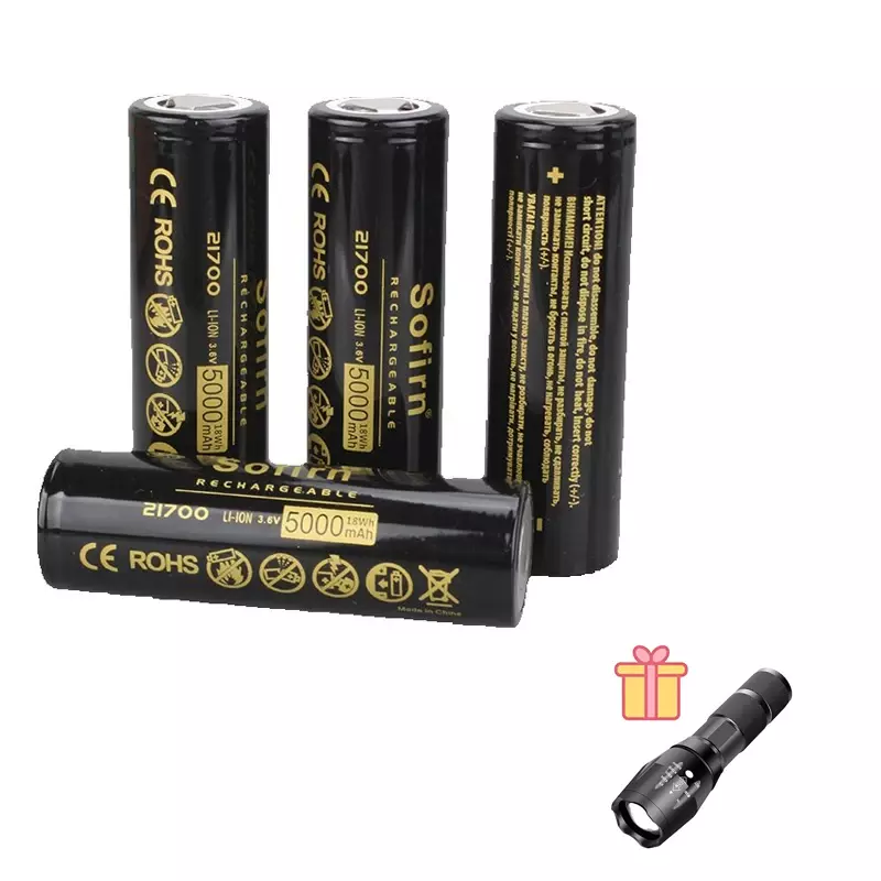 Sofirn 21700 5000mAh Battery Flat Head 3.7V  48A 10C Discharge HD Cell Lithium Reall Capcaity