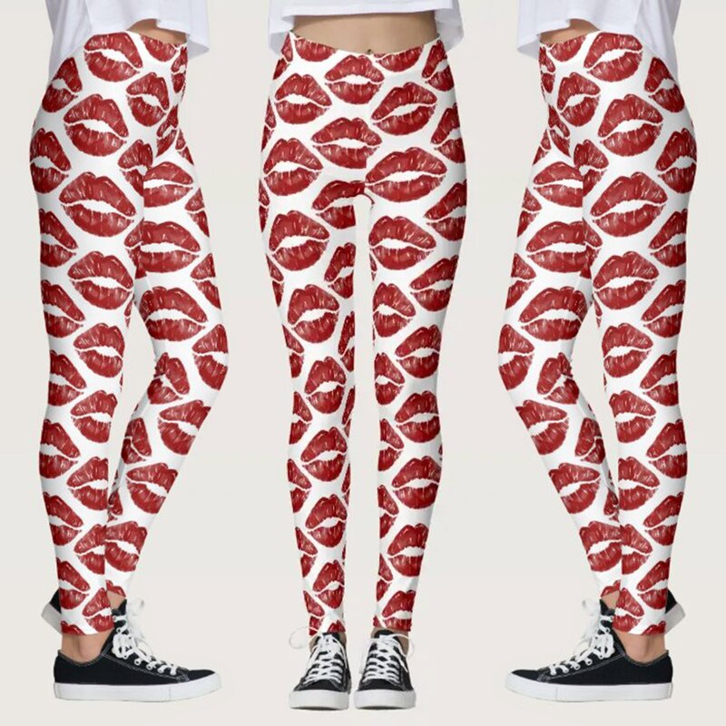 Ciazowe spodnie do jogi damskie Lovesy Print na dzień jogi walentynkowe paski do biegania legginsy szerokie nogawki dla kobiet