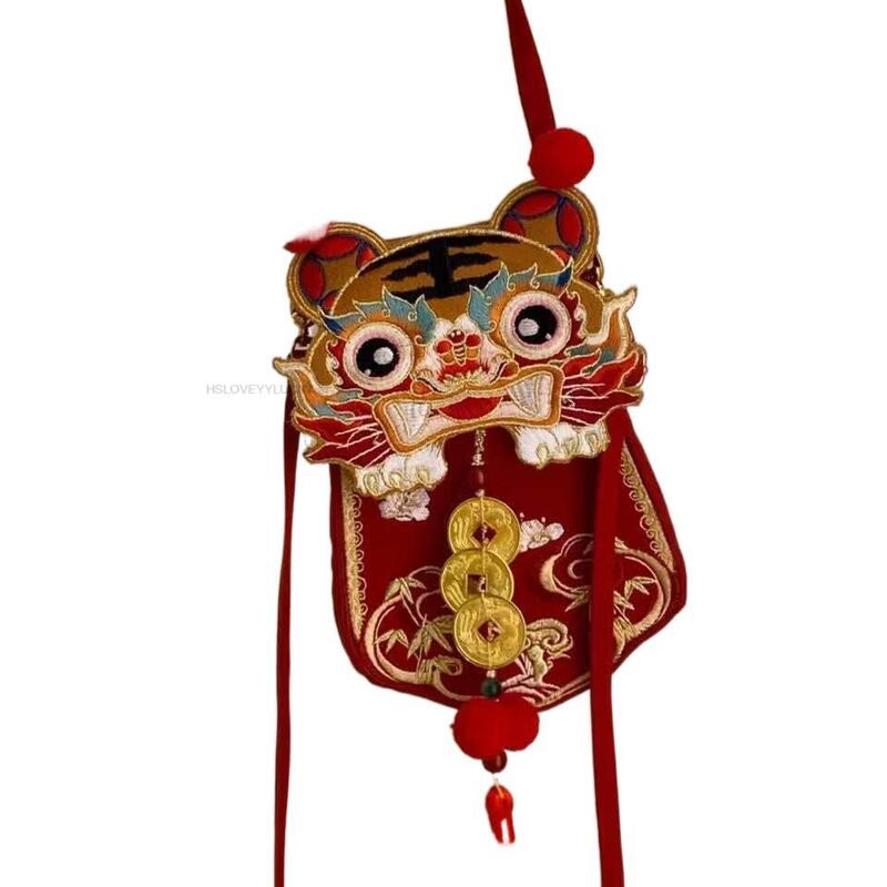 Trung Quốc Truyền Thống Hanfu Túi Xách Cổ Túi Phong Cách Trung Hoa D-nee Năm Thêu Hổ Túi Trang Trí Hanfu Phụ Kiện Vintage Túi P1