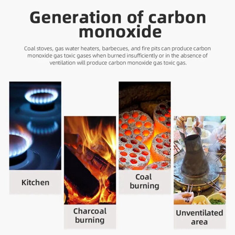 Monóxido de Carbono Standalone Detector, CO Alarme com Tela de Exibição, Alimentado por Bateria, Casa, Cozinha, Escritório, 1 Pc
