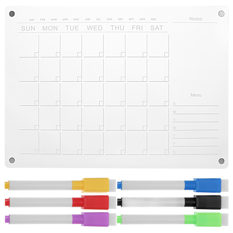 Papan pesan dapat ditulis ulang kalender harian perencana magnetik mingguan akrilik bening hapus kering untuk kulkas kantor
