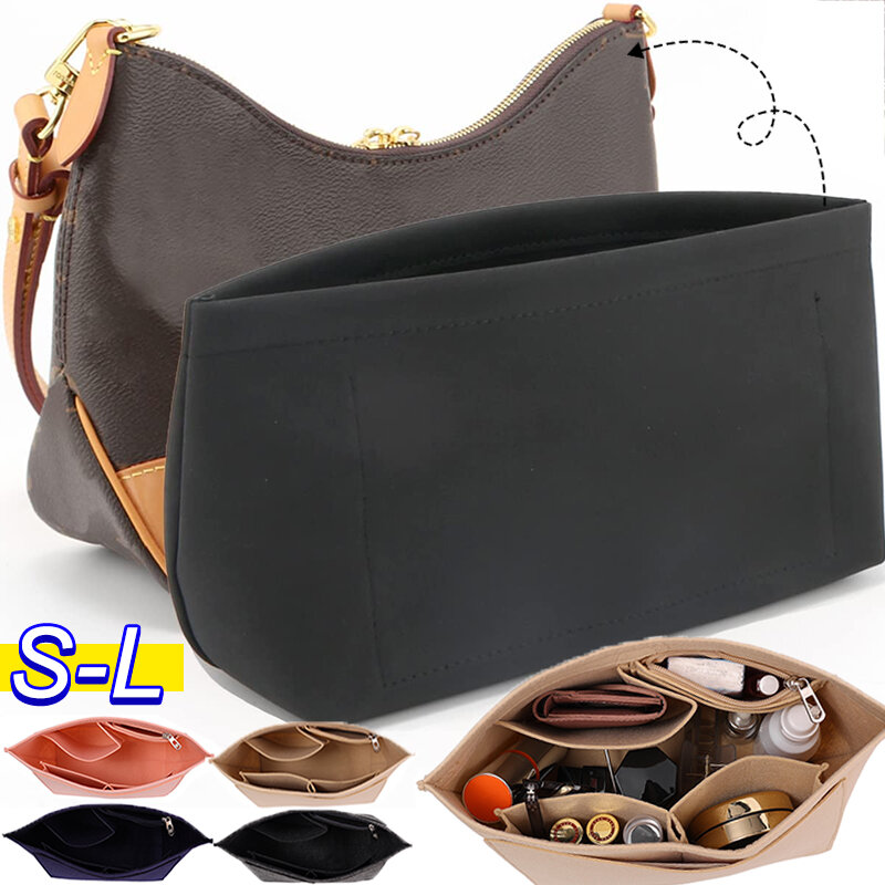 Make Up Organizer Felt Insert Bag para Mulheres, Travel Tote, Inner Purse, Portable Cosmetic Bags, Fits Various Brand Bags