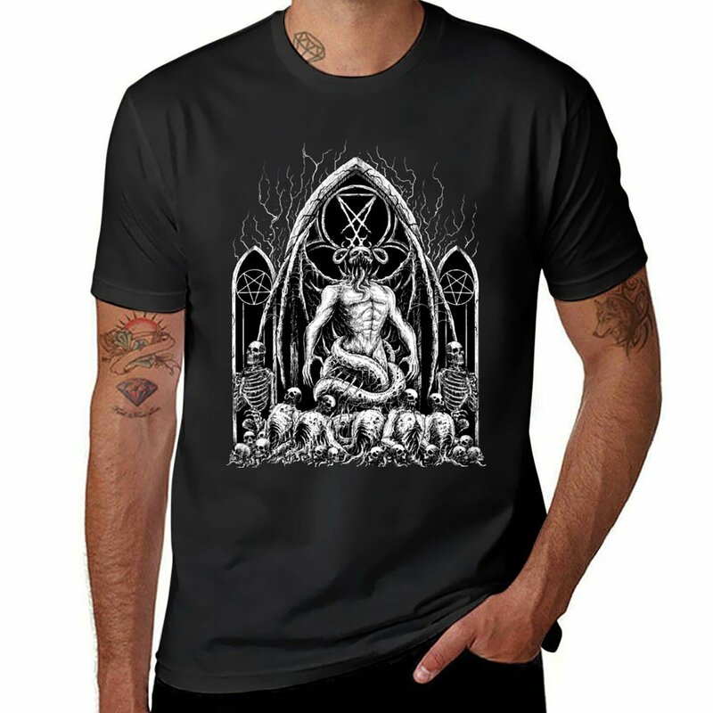 Camiseta masculina de lucifer satânico gótico, roupas grunge, roupas estéticas, moda coreana