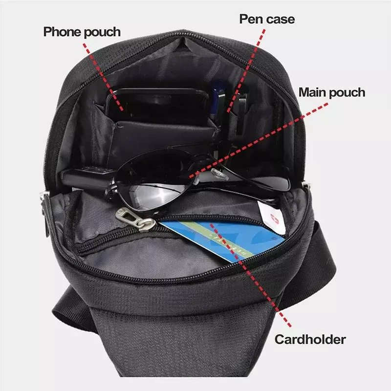 SWISS Men Chest Bags Outdoor Leisure Waterproof Shoulder Crossbody Bag Large Space Chest Bag men Practical Durable Sling Bag