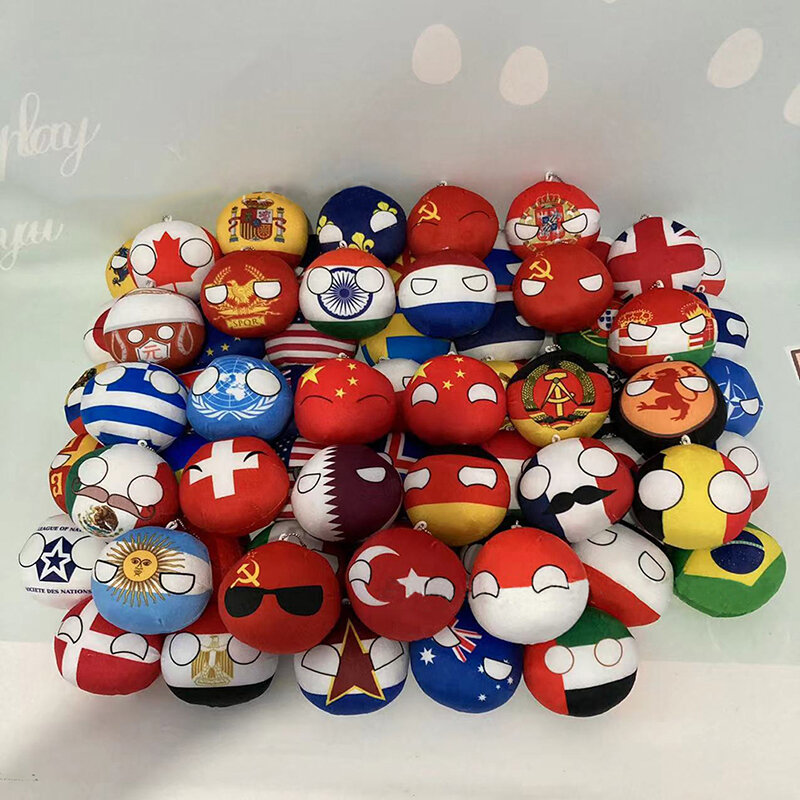 Country Ball Plush Toys Keychain Country Balls Pendant Soft Stuffed Doll Keyring Bag Charms For Kids Children's Day Gift