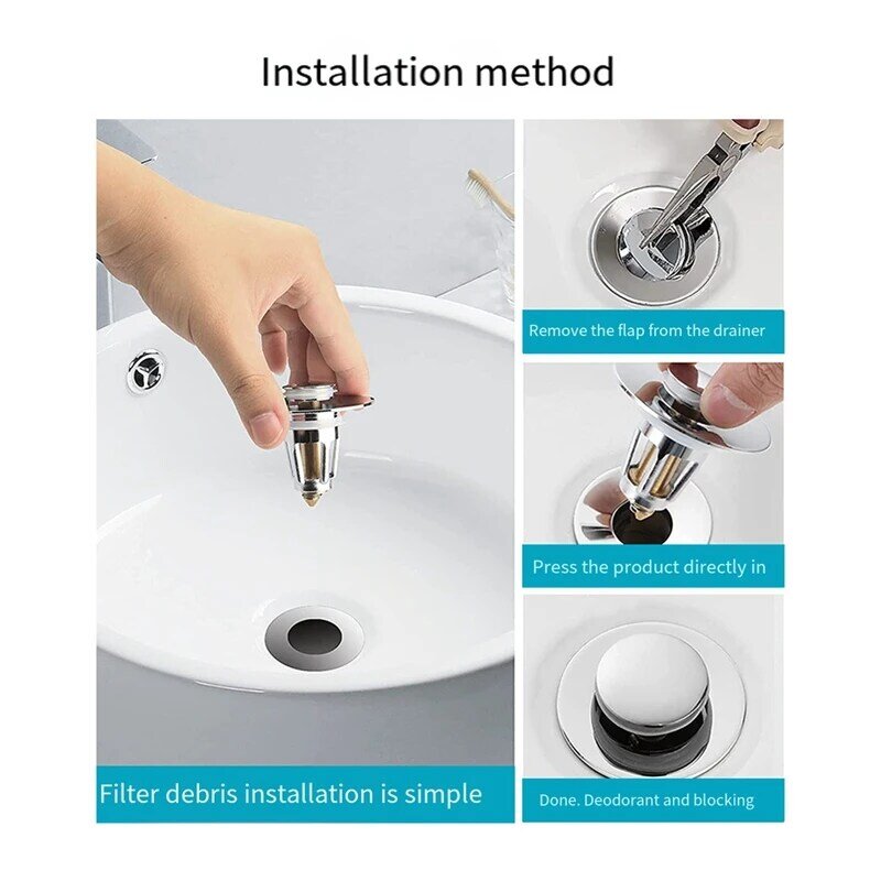 For Any 28Cm To 38Cm Wide Tub Drain Stainless Steel Sink Cover, -Up Universal Odor Resistant Sink Drain Easy To Use