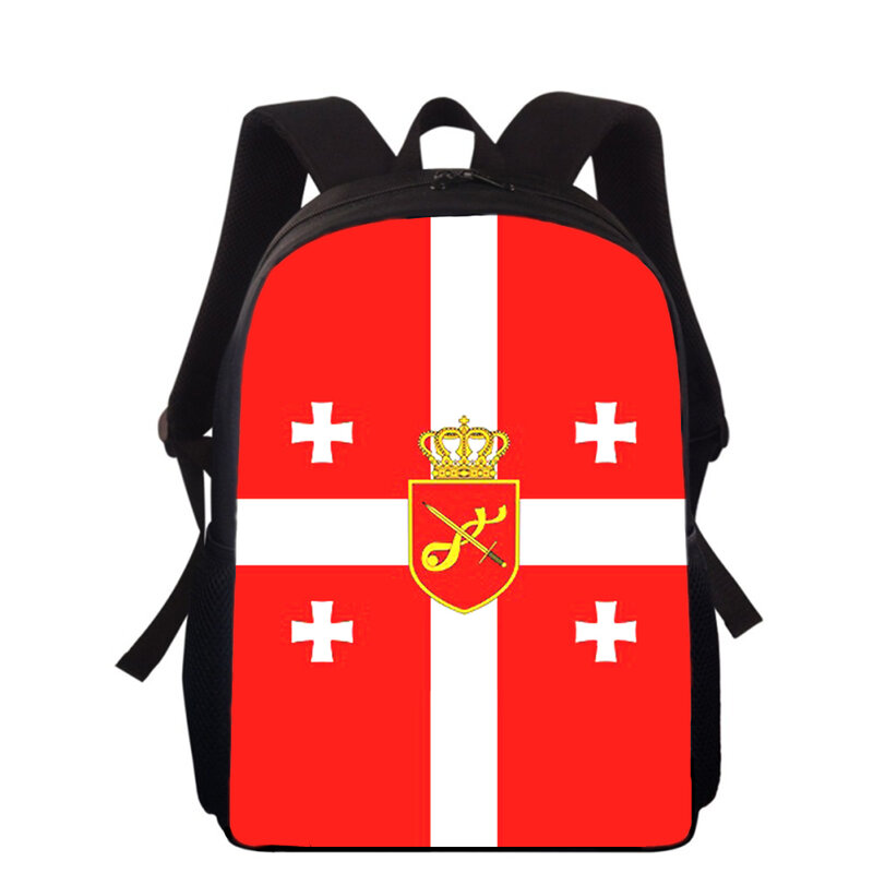 조지아 국기 3D 인쇄 어린이 배낭 초등학교 가방, 소년 소녀 백팩, 학생 학교 책 가방, 16 인치