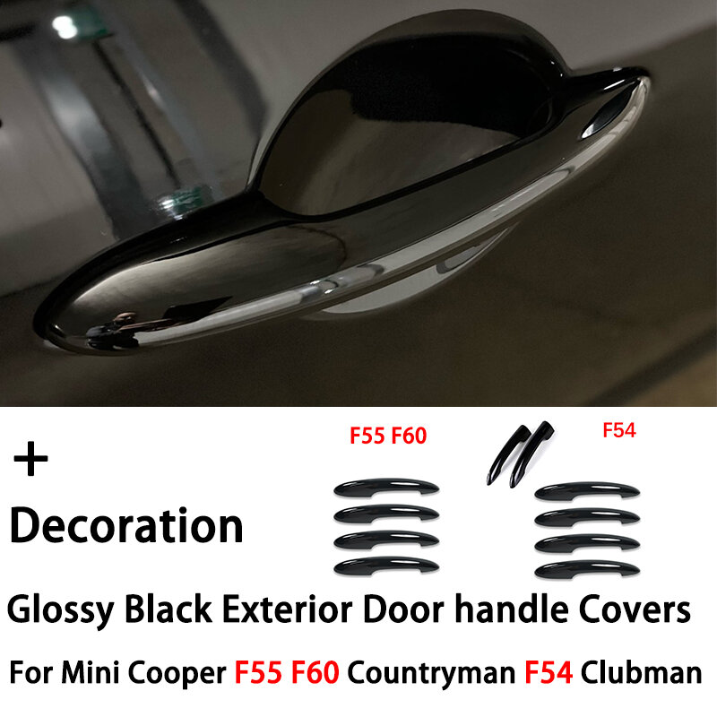 4 Stuks Glossy Zwarte Deurklink Cover Voor Mini Cooper Jcw F55 F54 Clubman F60 Countryman Buitenbekleding Auto-Styling Accessoires