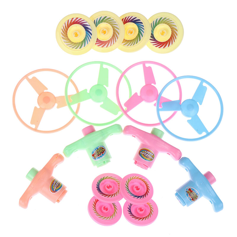 1Set Piring Mainan Atas Putar Cakram Terbang Peluncur Cakram Luar Ruangan Terbang Mainan Anak-anak Hadiah Pesta Ulang Tahun