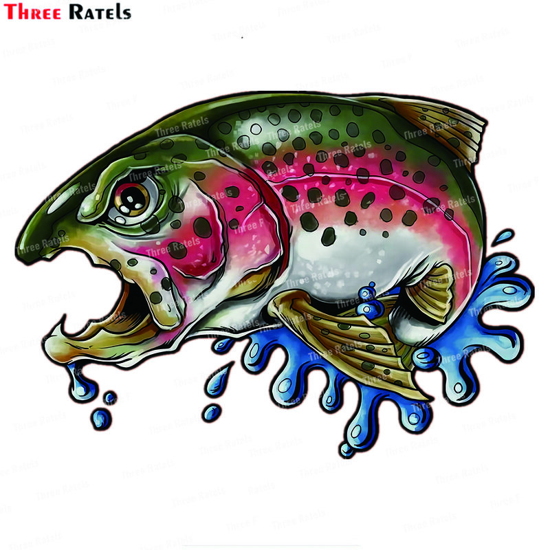 Stiker Trout Pelangi Tiga Ratel J701 untuk Dekorasi Mangkuk Ikan Bahan Vinil Tahan Air Decal Terlindungi