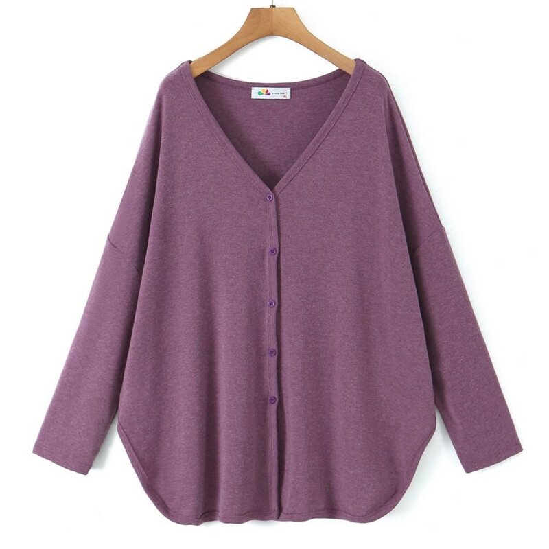 2023 Autumn Good Quality Clothes Women Cardigan Plus Size Casual  V-Neck Long Sleeve Faux Alpaca Knit Outerwear Curve Female