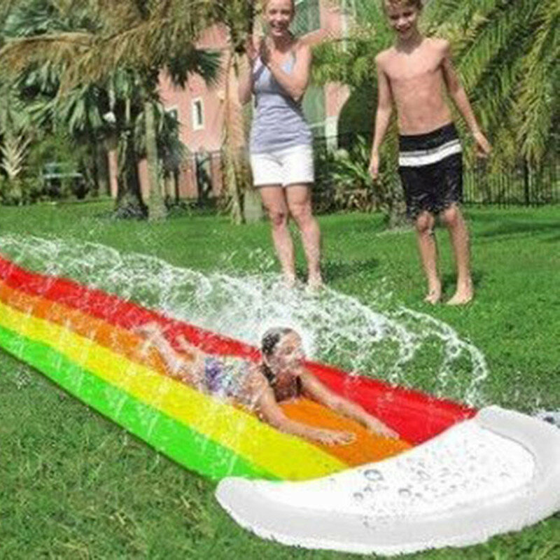 Надувная водная горка для газона, летняя скользящая водная горка, водяные брызги, игрушки со встроенным дождевателем, для игр на свежем воздухе, для детей