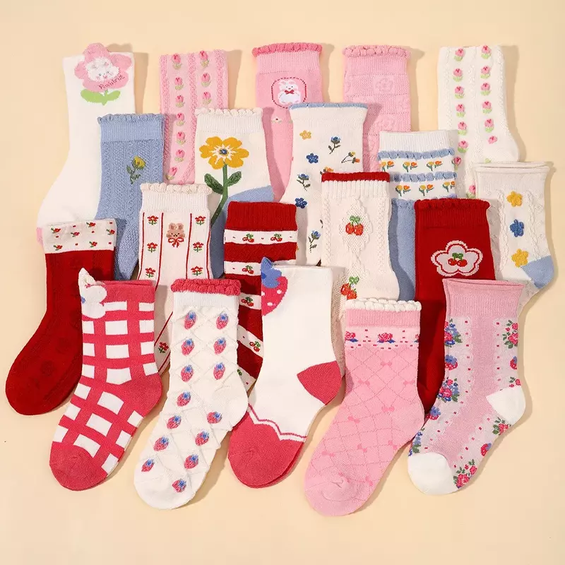 Calcetines de punto para niñas, medias cálidas de Color caramelo, accesorios para bebés, el mejor regalo, venta al por mayor, 6 a 10 años, lote de 5 pares