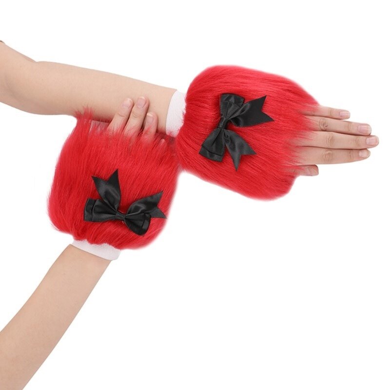 女の子手袋リストウォーマー手袋ハロウィン用指なし手袋リストウォーマースリーブリボン弓十代の若者たち
