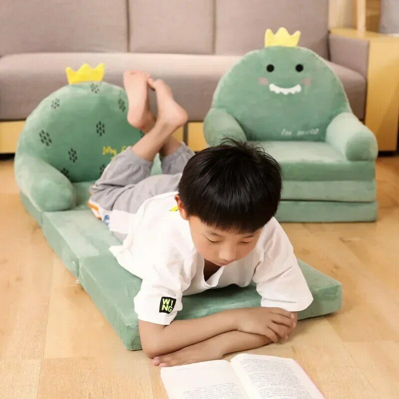 접이식 소파 크리에이티브 만화 어린이 귀여운 공주 아기 유아, 이중 목적 어린이 안락 의자, 게으른 작은 침대 좌석, 실용적인