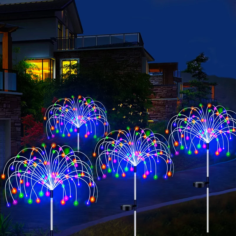 Luci fiabesche solari a LED per fuochi d'artificio decorazione da giardino impermeabile per esterni prato Patio luci da giardino decorazioni natalizie per feste di matrimonio