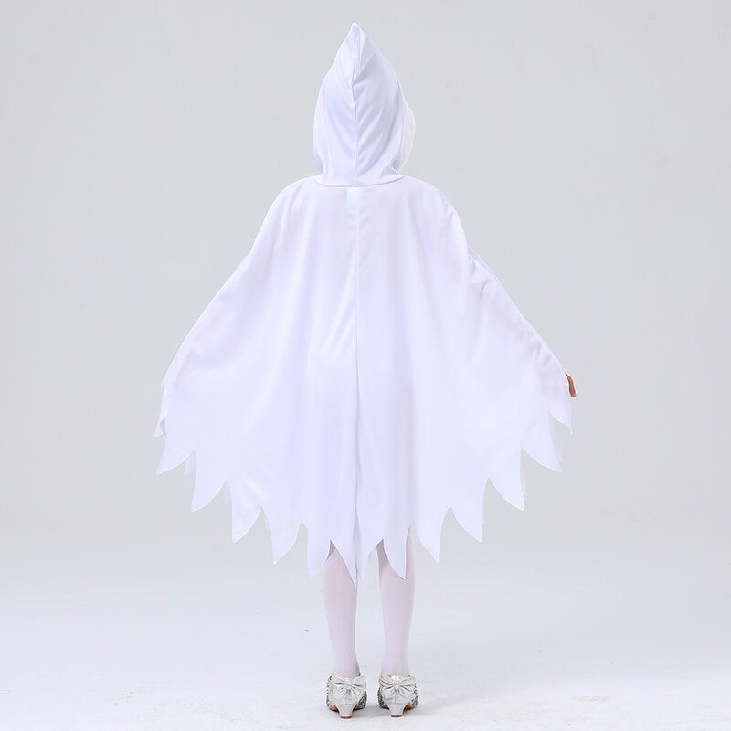 Child Girl Boy Cute White Ghost Demon Glow In The Dark Cape Cosplay Costume Kids Fancy Dress Performance Halloween Theme Party