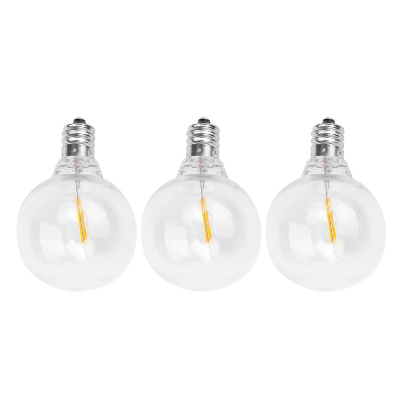 Lampadine di ricambio a Led G40 da 3 pezzi, lampadine a globo a LED infrangibili con Base a vite E12 per luci a stringa solare bianco caldo