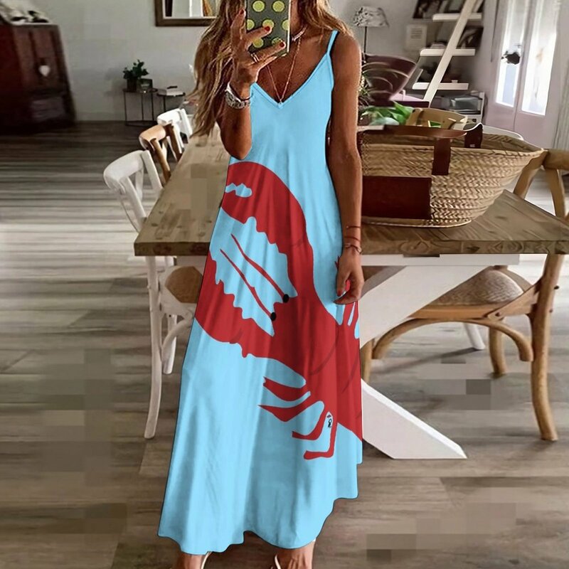 Vestido de lagosta sem mangas feminino, Roupas de verão feminino, 2023