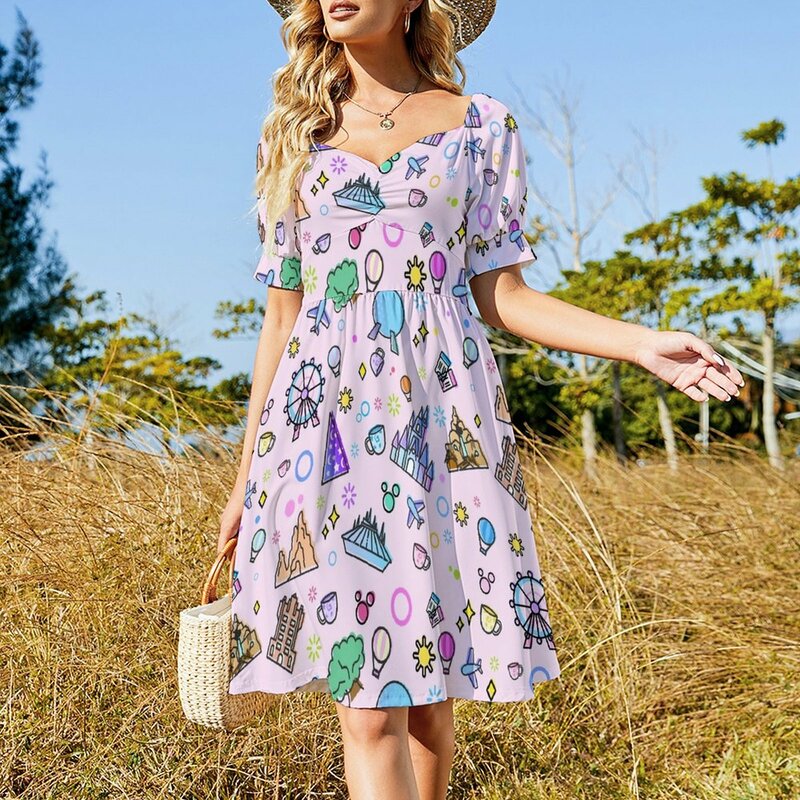 Meet me at my Happy Place Pink Pattern. Happiest Place on Earth Icon Set. Dress dresses for official occasions