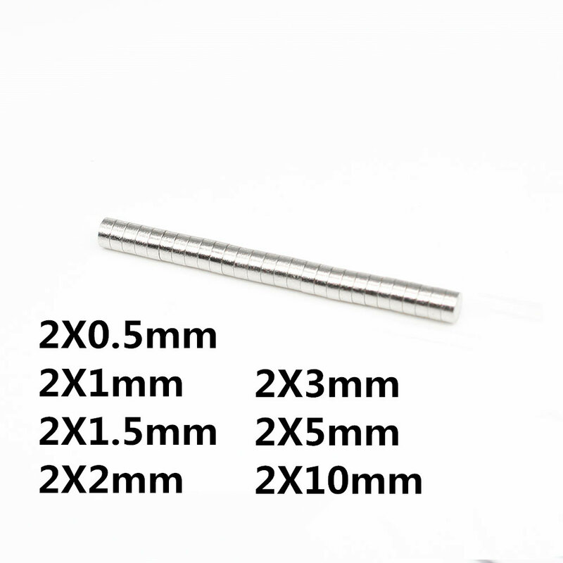 2mm Mini piccoli magneti rotondi 100/300/500/1000 pz 2 x1 2 x2 2 x3 2 x5 2 x10 mm disco magnetico al neodimio magnete permanente forte