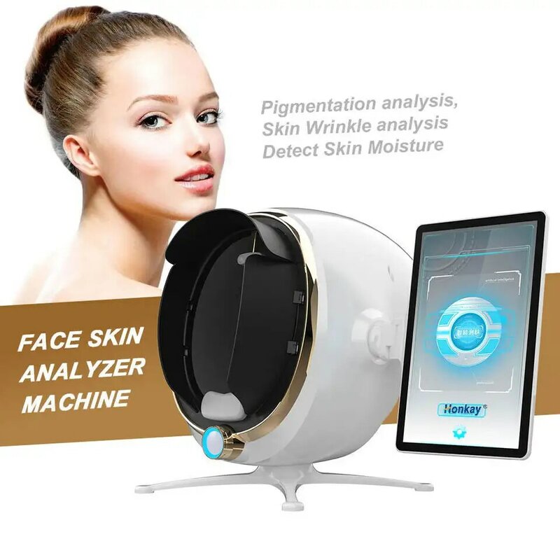 Máquina de análise de pele com espelho mágico facial inteligente Analisador de pele Teste de umidade Scanner 3D