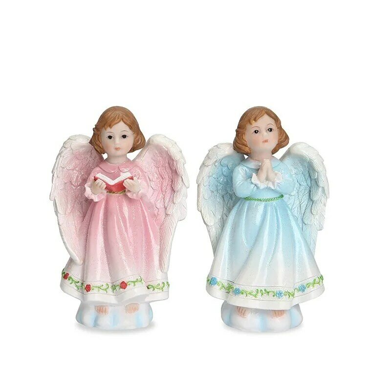 2pcs Figure ornament resin girl heart sculpture table top ornament ornament Angel lovely European retro angel