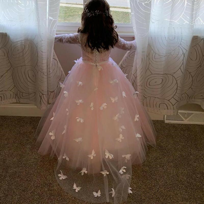 فستان الأميرة زهرة فتاة للأطفال ، حفلة عيد ميلاد ، بالتواصل الطفل ، أداء التخرج ، الزفاف ، هدية للأطفال