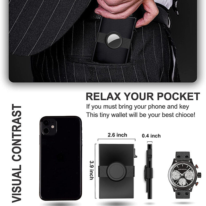 Металлический мужской кошелек с RFID-защитой, чехол для кредитных карт, тонкий защитный чехол с защитой от потери для AirTag Air Tag