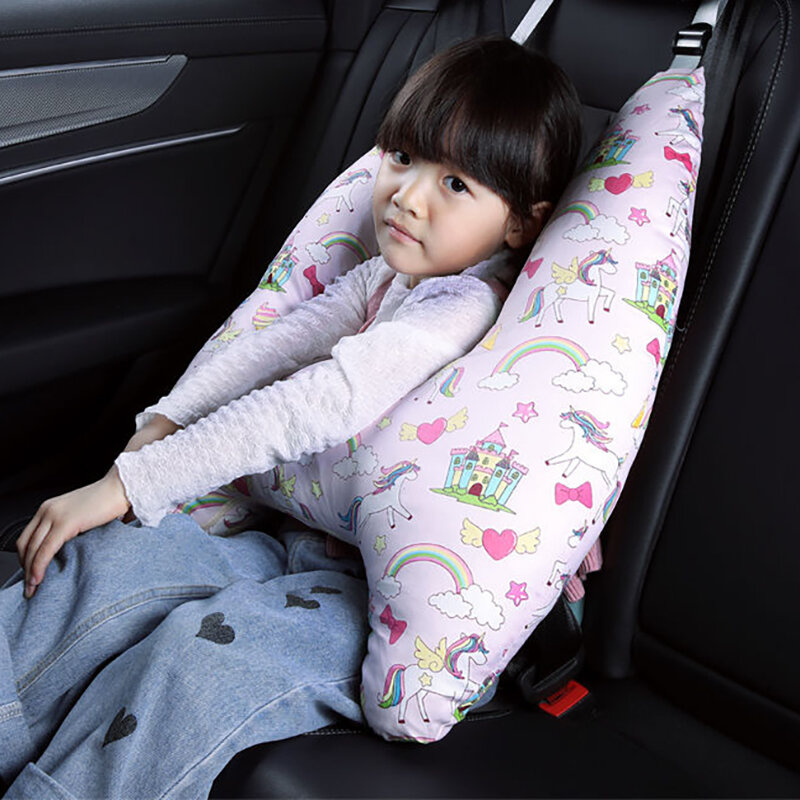 Soporte de cabeza de cuello para niños, cojín de viaje en forma de U para almohada de asiento de coche, almohada de seguridad para niños