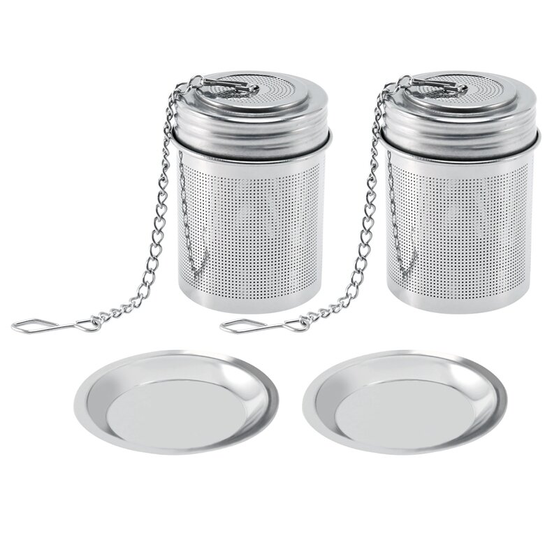 Tea Ball Infuser - Stainless Steel Tea Infusers For Loose Tea With Chain Hook & Saucer - Extra Fine Mesh Tea Strainer
