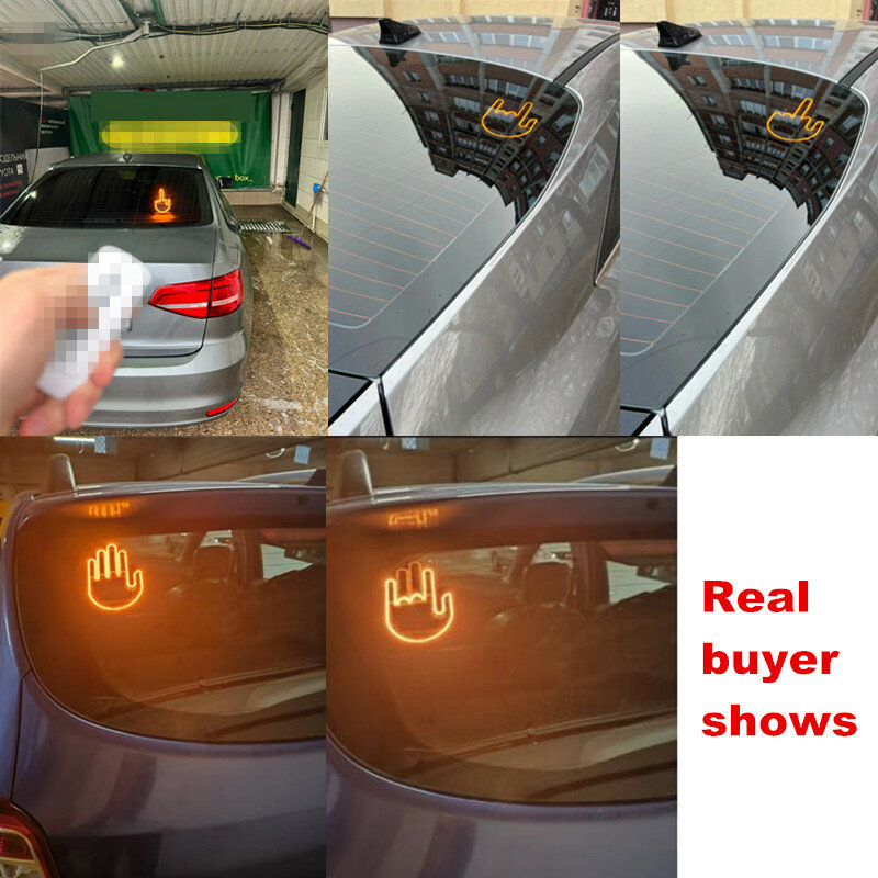Креативная Веселая трехмерная лампа для управления жестами в салоне автомобиля, заднее лобовое стекло, ручной жест, знак среднего пальца, фонарь тормоза
