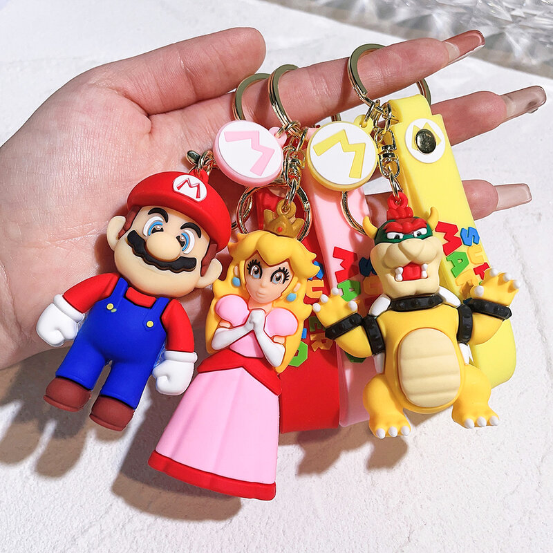 พวงกุญแจการ์ตูน3D Super Mario Bros กระเป๋านักเรียนพวงกุญแจตกแต่งตกแต่งกระเป๋าของตุ๊กตาของขวัญสำหรับเด็ก