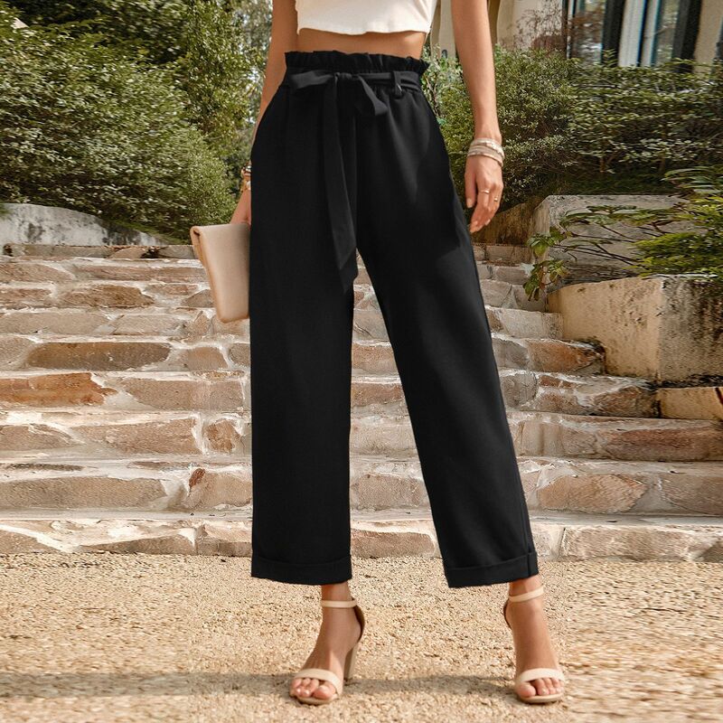 YEAE Casual Commuter Wide-legged Pants Solid Color Loose High-waisted Straight Pants Women's Spring and Summer Models Pants 2024