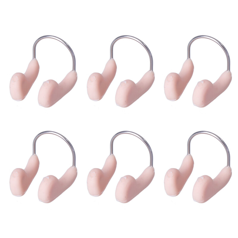 6PCS Waterproof Swimming Nose Clip Anti-choking Professional Swimming Wire Nose Clip Underwater Nose Protection (Fleshcolor)