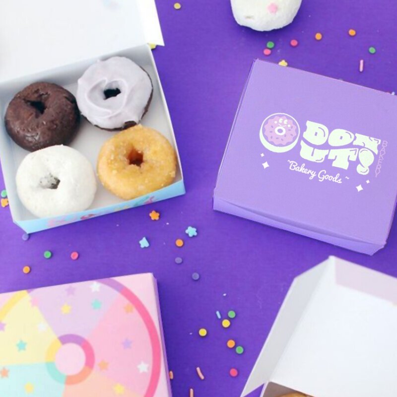 Caja de rosquillas de embalaje de alimentos, productos personalizados impresos de lujo, dulces, postres, pasteles, Mini Donuts
