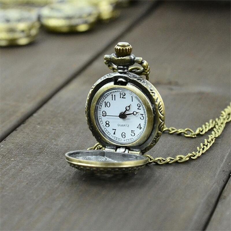 Portmonetka Vintage zegarek Unisex torba w stylu Retro zegarek steampunkowy zegar kwarcowy naszyjnik rzeźbiona zawieszka łańcuch zegar nowy