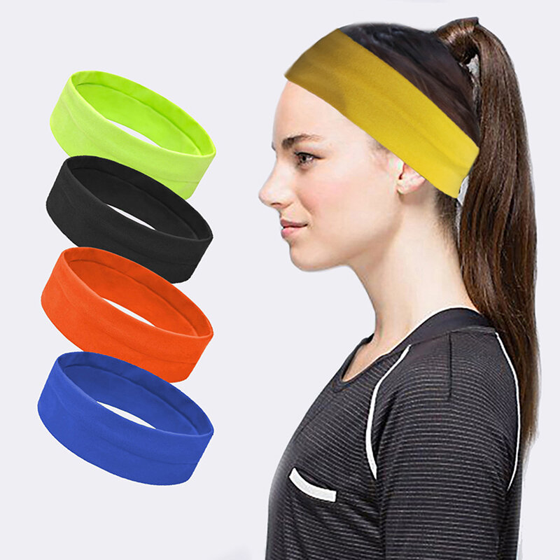 Diadema elástica de Color liso para deportes, bandana absorbente para el sudor, bandas elásticas para el pelo de Yoga, novedad